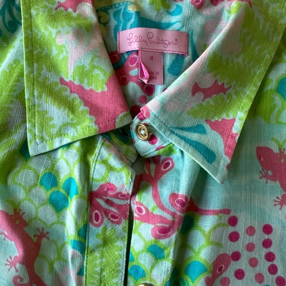 Lilly Pulitzer Multicolor Women Gold Button Down Long Sleeved Shirt 8. Set Of 2 - Picture 4 of 15